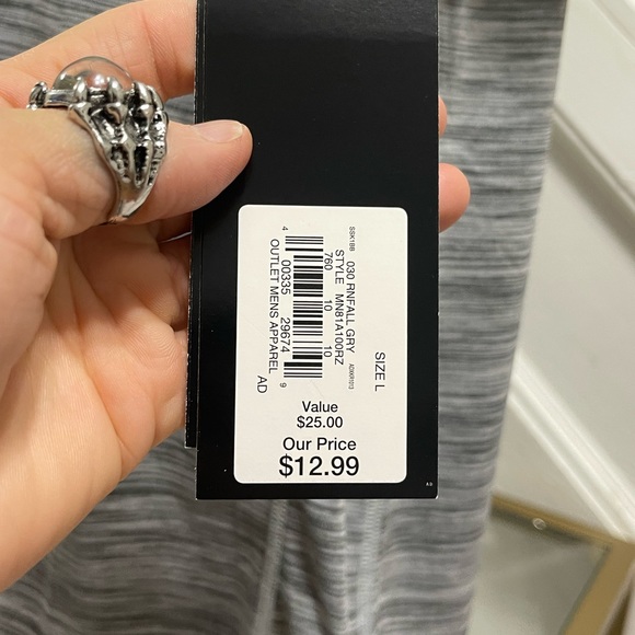 NWT Men’s Size Large Fila Short Sleeve Quick Dry Logo Print Tee In Rainfall Grey - Picture 5 of 9